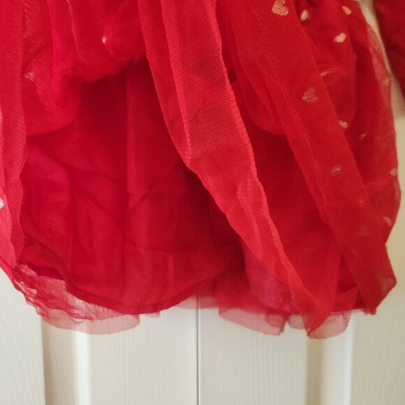 Cat and Jack Love Theme Red Long Sleeve Dress Glitter Print Hearts 2T - Picture 9 of 11